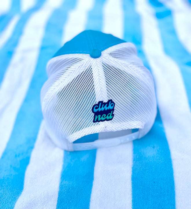 Load image into Gallery viewer, Caribbean Blue Icon Trucker Hat
