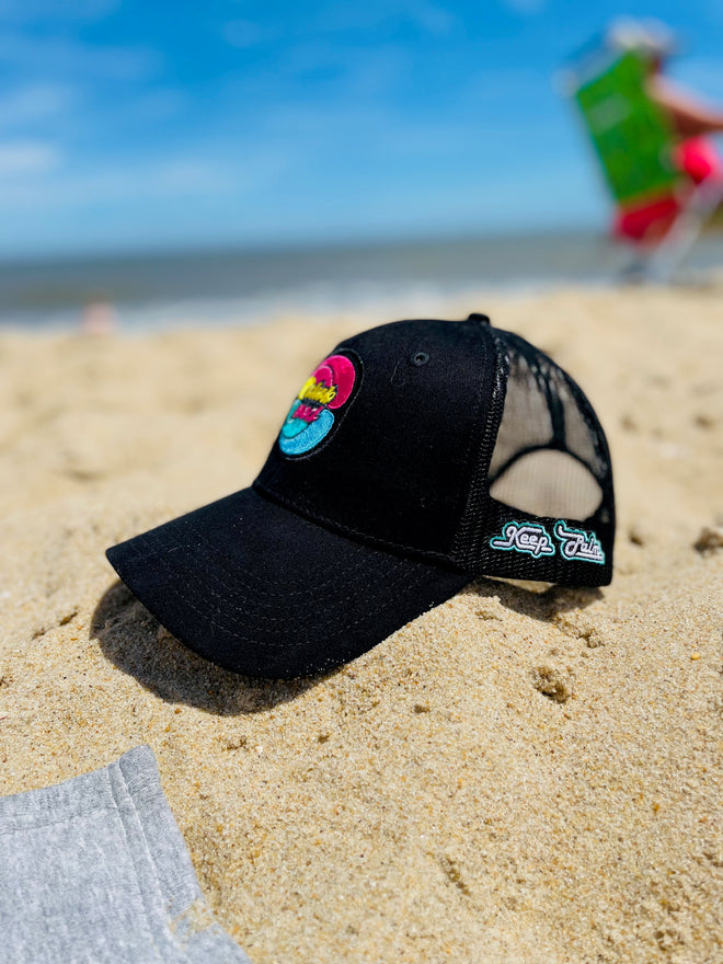 Load image into Gallery viewer, Pirate Flag Black Trucker Hat
